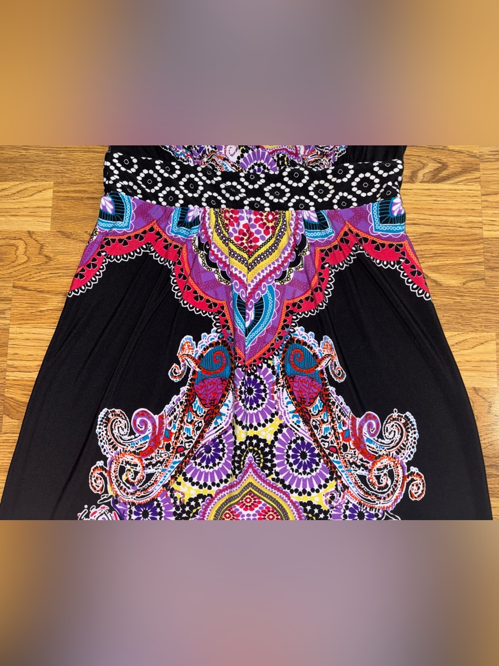 New Directions Boho Paisley Maxi Dress Women’s Size Large Sleeveless V Neck - Picture 6 of 14